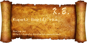 Kupetz Boglárka névjegykártya
